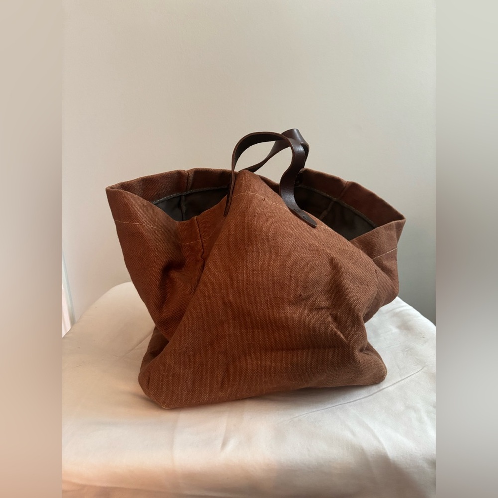 Tampico made in France cotton burlap leather tote bag - Picture 4 of 16